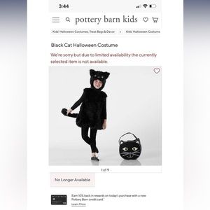 Pottery Barn Kids Black Kitty Halloween Costume
